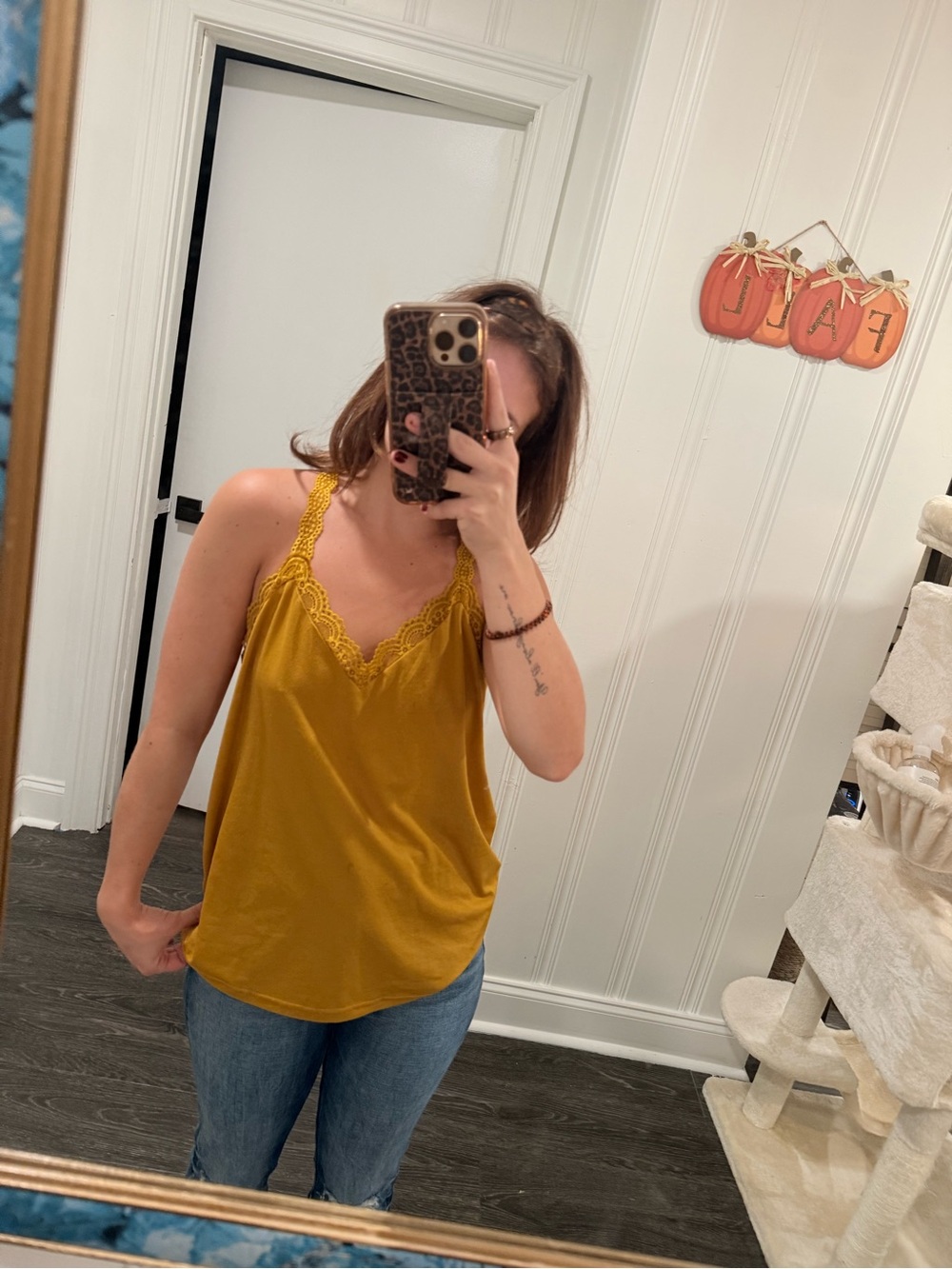Day trip Yellow Lace Tank Top